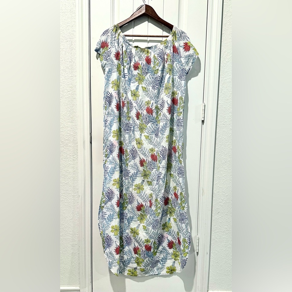 Roberta Roller Rabbit 100% Cotton Tropical Floral Nightgown/Coverup Women’s Xs - Picture 3 of 10